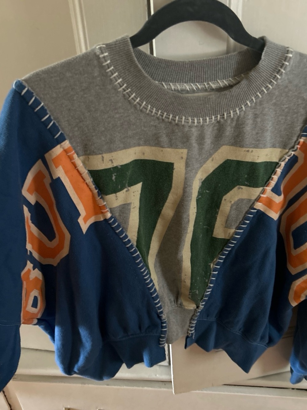 BDG Colorblock Crewneck Sweatshirt - Blue/Gray/Green/Orange